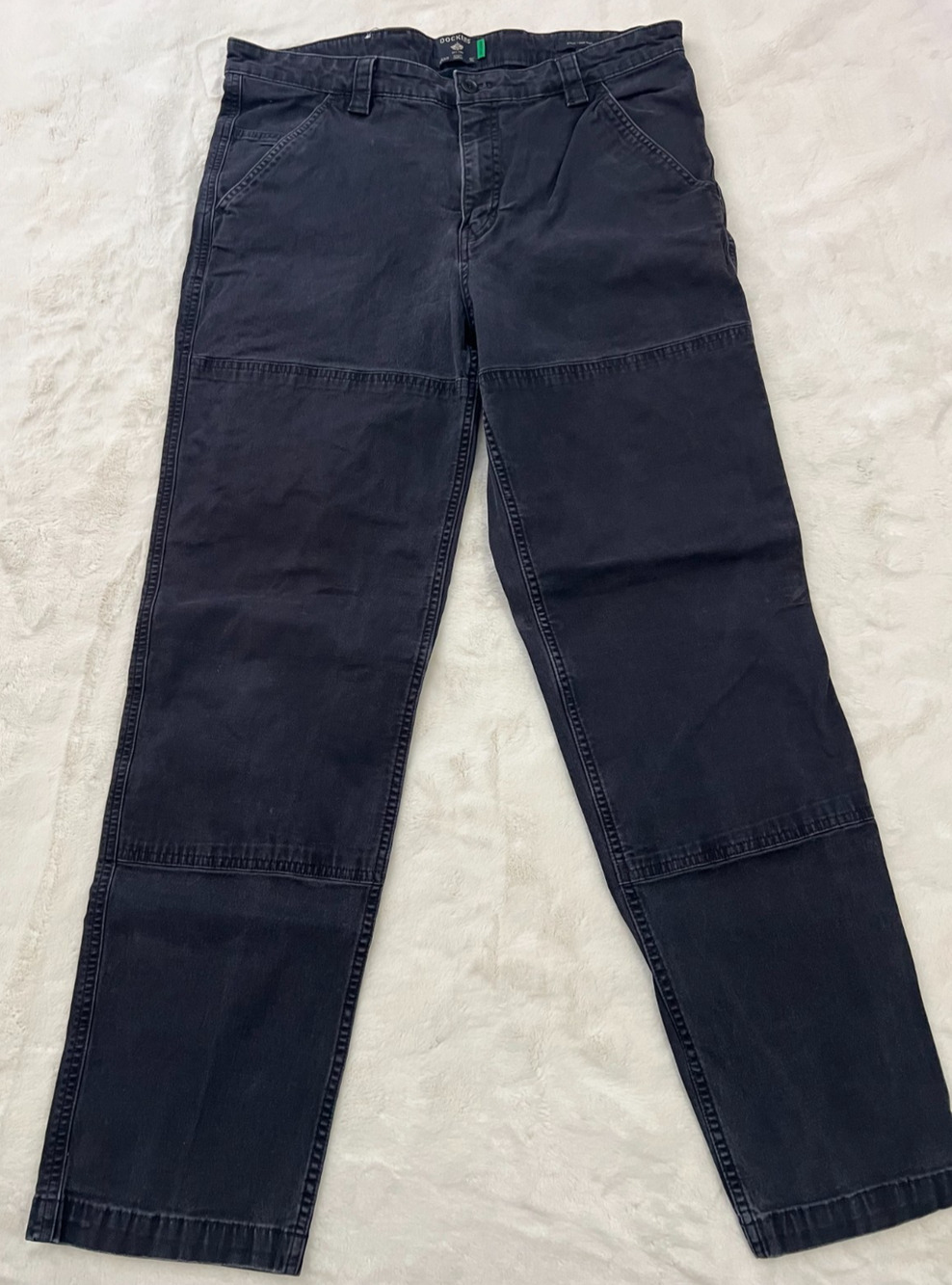 Dockers Mens 34 Straight Fit Utility Work Pants Black Waterless Carpenter Pants
